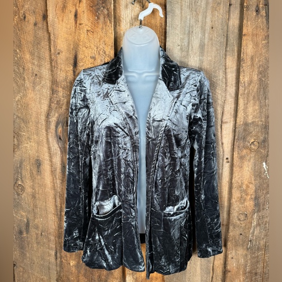 Lola & Sophie Grey Crushed Velvet Blazer - Size X-Small - Picture 1 of 11